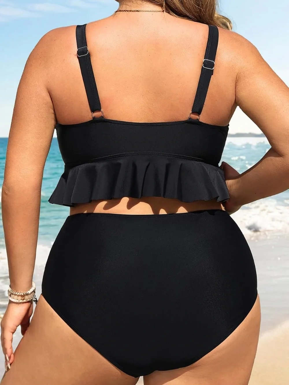 Plus Size Ruffle Bikini Set High Waisted Two Piece Tummy Control 18W. 2936/bb12